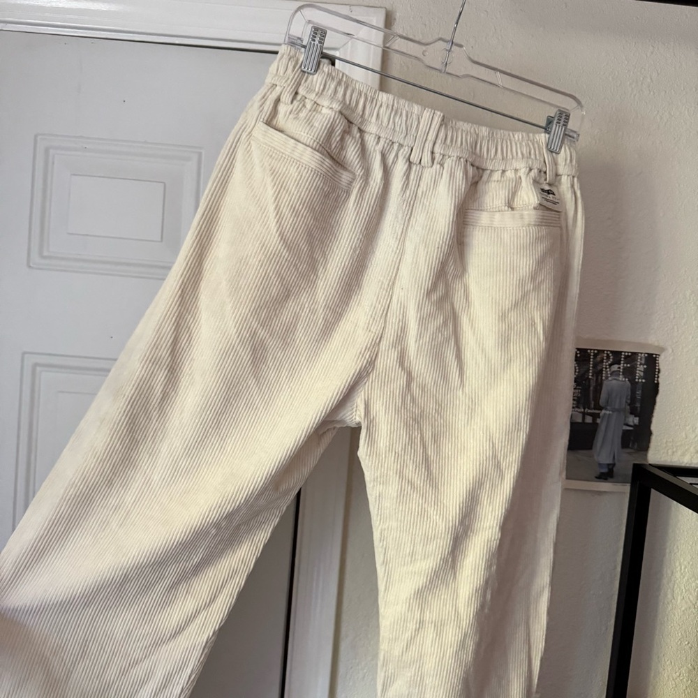 AELFRIC EDEN white off‎ white corduroy straight leg pull on elastic pants - Picture 6 of 8